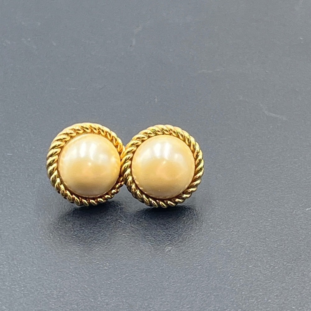 Kate Spade NY Know The Ropes Faux Pearl Stud Rope Braided Gold Tone Earrings